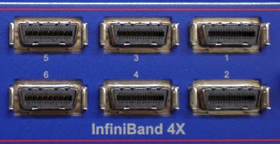 InfiniBand 포트 클로즈업 — 접점 핀 배열